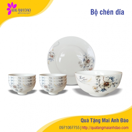 Bộ Chén Đĩa In Logo