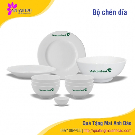 Bộ Chén Đĩa In Logo