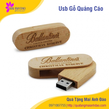 Usb Gỗ Khắc Logo Quảng cáo